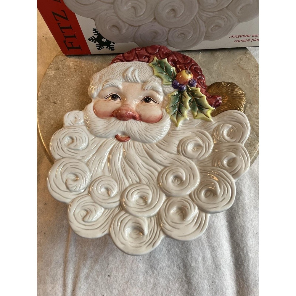 Fitz And Floyd Santa Christmas Canapé Plate - Picture 2 of 3